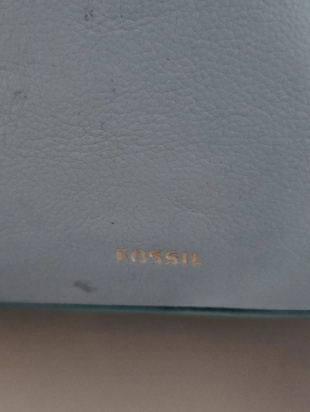 Fossil Leather Crossbody Bag Blue Teal Shoulder Purse Gold Chain Strap Medium.